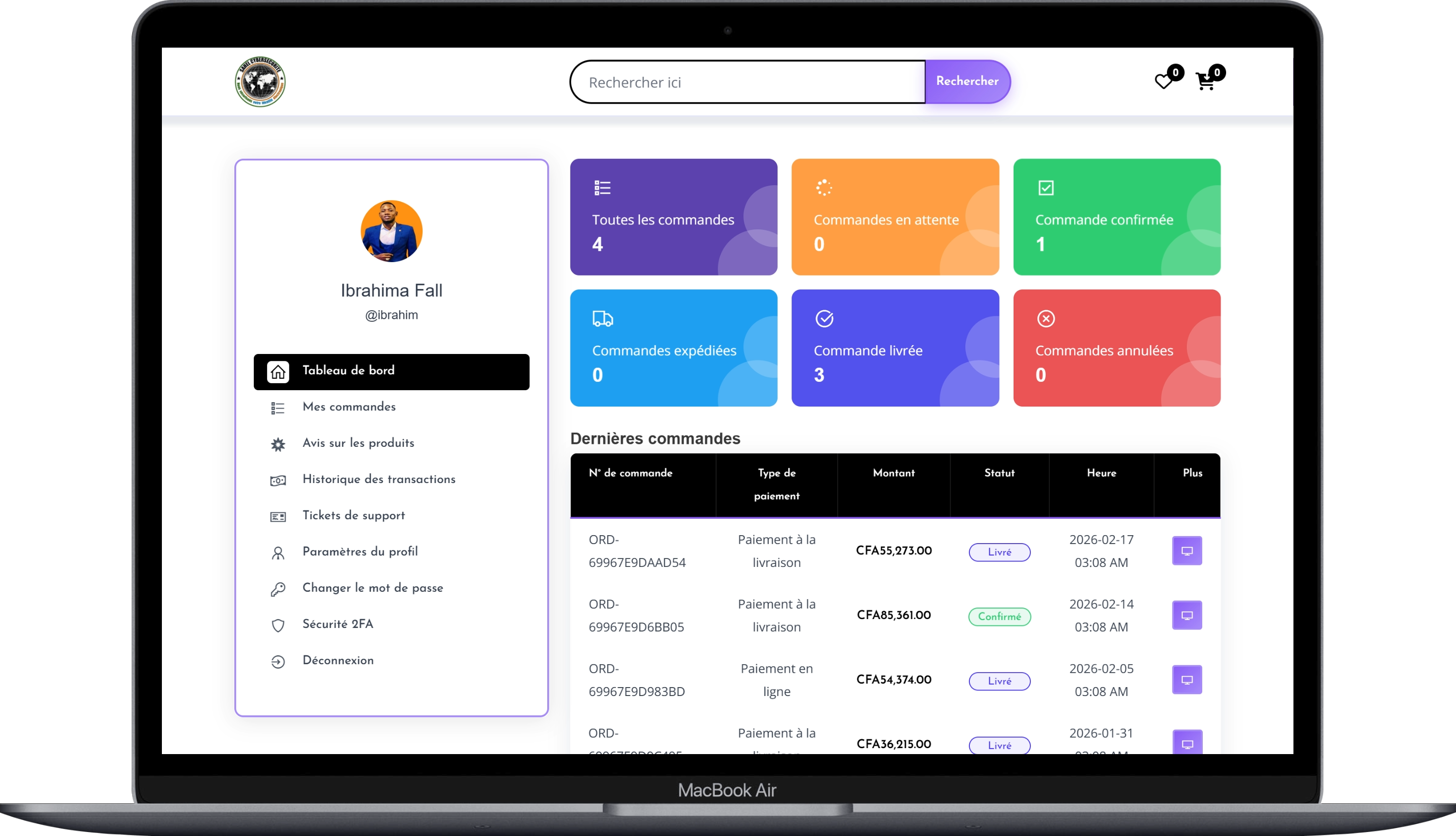 Dashboard Utilisateur